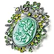 May Birthstone Flower Green Beauty Cameo Brooches And Pins Vintage