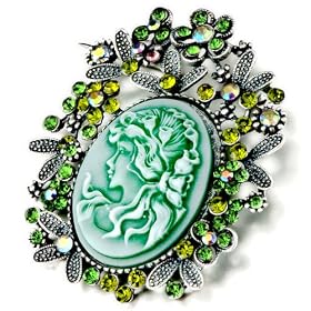 May Birthstone Flower Green Beauty Cameo Brooches And Pins Vintage