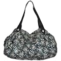 Large Floral Sequin Slouch Fashion Shoulder Bag Black