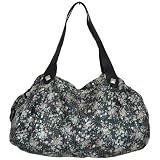 Large Floral Sequin Slouch Fashion Shoulder Bag Black