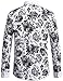 SSLR Men's Floral Button Down Long Sleeve Shirt (Medium, White Black)