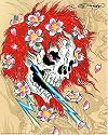Poster Don Ed Hardy - Redhead - Rotschopf red head Totenkopf Totenschädel mit roten Haaren rote Haare Poster - Miniposter - Größe 40 x 50 cm