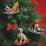 Cocker Spaniel black w/Santa hat ornament Sandicast