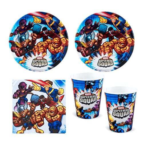 02c Marvel Super Hero Squad Birthday Party Pack, 16 guests, plates, napkins, cups