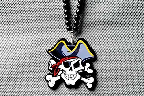 Crystalbella Pirate Skull Cap Hip-Hop Pendant Beaded Necklace