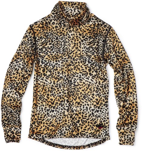 Hot Chillys Girls Peach Print T-Neck,Cheetah,Large