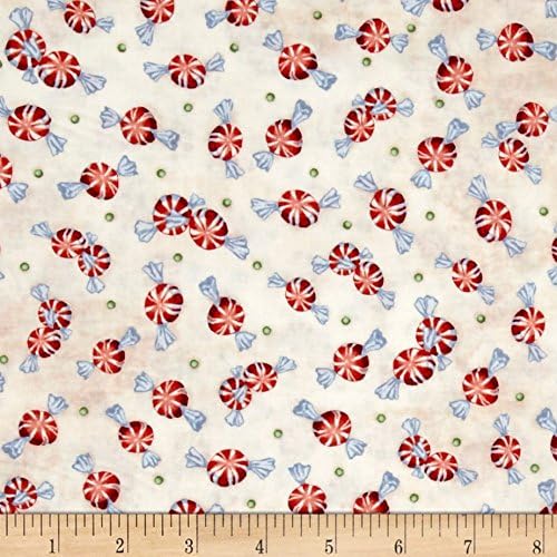 Home For The Holidays Peppermints Light Cream Fabric By The Yard
