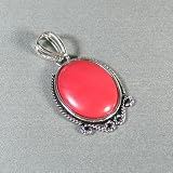 Red Stone Sterling Silver Plated pendant - Light Red Stone