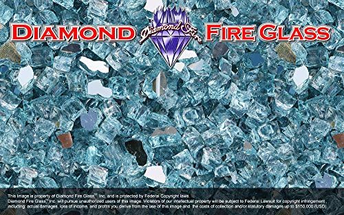 Caribbean Teal Reflective Nugget - Fire Pit Fireplace Glass - 5 Pound Bag