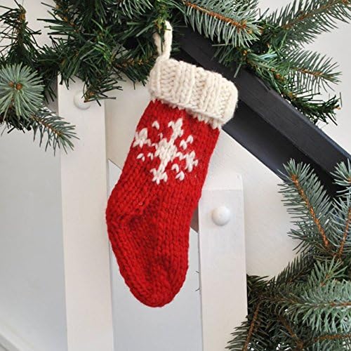 Christmas Stocking Seasonal Decor l Red White Snowflake 8 Inch Mini Sock