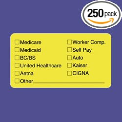 Insurance Labels for Medical Office, 3-1/4x1-3/4, Yellow