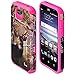For ZTE Overture 2 - ZTE Fanfare - ZTE Maven - ZTE Scend - ZTE Atrium ITUFFY (TM) 3items Combo: Screen Protector + Stylus Pen + Dual Layer Impact Resistance Hybrid Armor Case (Tree Deer Hot Pink)