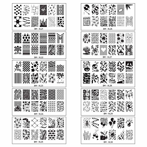 Bundle-Monster-10pc-Extra-Large-Full-Nail-Art-Retangular-Shape-XL-Stamping-Plates-Set-3-2130