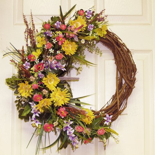 Spring Wildflower Crescent Wreath-Garden crescent wreath-WR4472