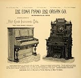 1893 Ad Edna Piano Organ Monroeville Ohio Antique Upright Victorian Carved Wood - Original Print Ad
