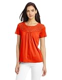 61KvZBwILxL. SL160  Jones New York Womens Short Sleeve Sleeve Scoop with Crochet Yoke
