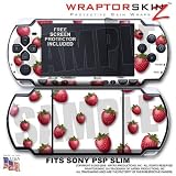 Strawberries on White WraptorSkinz Skin and Screen Protector Kit fits Sony PSP Slim (PSP 2000)
