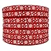 Christmas Red Ribbon Snowflake Printed 3/8 Inch Grosgrain Ribbon - 25 Yards