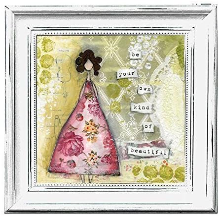 8x8 Mixed media art print by Toni Burt - shabby French girl - be your own kind of beautiful - quote - girls room, daughter tween teen