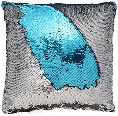 Mermaid Pillow Sequin Covered Throw Pillow Sham Silver & Blue