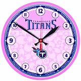 NFL Tennessee Titans Round Clock "Pink Background"