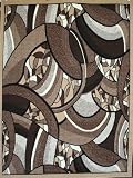 Generations Brand New Contemporary Brown and Beige Modern Square and Circles Area Rug 2 x 76
