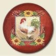 Lazy Susan ~ Chanticleer Rooster ~ decorative tempered glass ~ 16 inch diameter ~ code 286