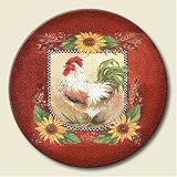 Lazy Susan ~ Chanticleer Rooster ~ decorative tempered glass ~ 16 inch diameter ~ code 286