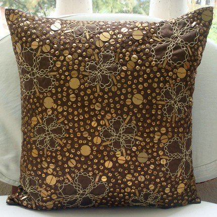Total Sophistication - 26x26 Inches Euro Pillow Shams - Silk Euro Sham with Metal Accents and Embroidery