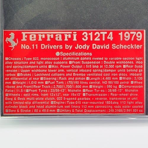 [Acu ? Stion / Akusuteon] 1/12 312T4 data plate No.11 J. Schechter specification