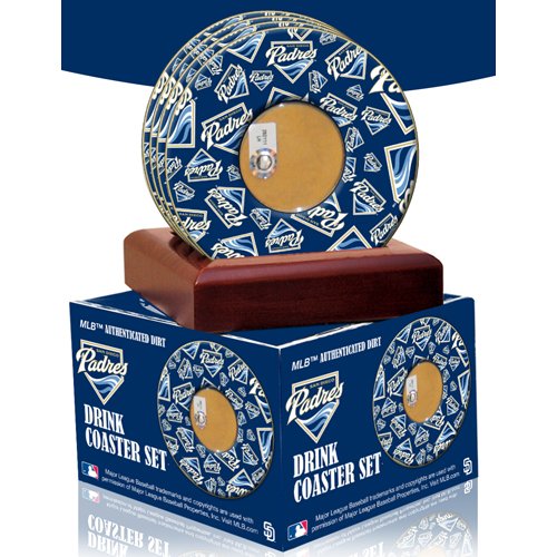 MLB San Diego Padres Coasters With Game Used Dirt (Set of 4)