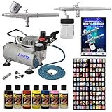 Master Airbrush Finger Nail Decorating System. 2 Airbrushes, Air Compressor, Stencil Set of Over 100 Designs, 6' Hose, Airbrush Holder, 3 Quick Couplers, Black, Red, White, Blue, Yellow & Pink Nail Paint Kit in 2-oz Bottles, Airbrush Cleaner, & (Free) How to Airbrush Training Book to Get You Started. Master Airbrush Finger Nail Decorating System. 2 Airbrushes, Air Compressor, Stencil Set of Over 100 Designs, 6' Hose, Airbrush Holder, 3 Quick Couplers, Black, Red, White, Blue, Yellow & Pink Nail Paint Kit in 2-oz Bottles, Airbrush Cleaner, & (Free) How to Airbrush Training Book to Get You Started.