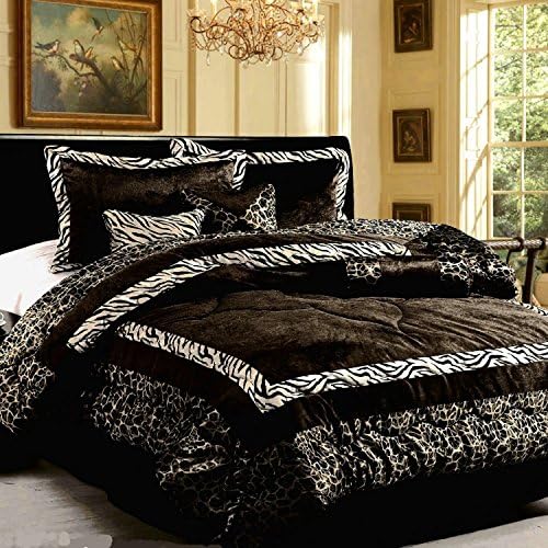 15_ Pieces Safari Black &amp; White Zebra Animal Print KING Comforter Set with Matching Curtain Set - *On Sale*