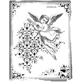 LaBlanche Silicone Stamp 3.8"X5.5"-Angel With Lute In Frame
