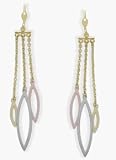 10 Karat Gold Drop Style Tri-Color Earrings