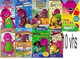 barney set 10vhs : Barney's Campfire Sing-Along, barney waiting for santa, Riding in Barney's Car, barney songs, Colors & Shapes , Barney - Sing and Dance with Barney, Barney's Adventure Bus (, Making New Friends, Barney Rhymes With Mother Goose