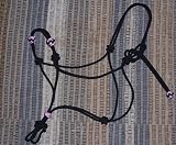 black & pink clinician rope horse halter with extra nose knots