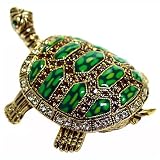 Turtle With Green Shell Bejeweled Trinket Box