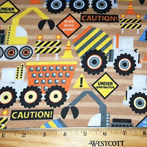 Under Construction Cotton Flannel Fabric Children