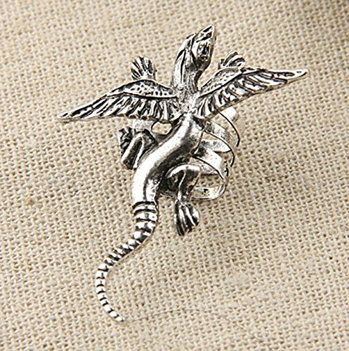 PRO Base Classic Retro Gothic Antique Silver Punk Rock Dj Mysterious Flying Fire Dragon Ear Cuff Wrap