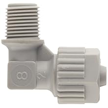 Tefen Fiberglass Polypropylene Compression Tube Fitting, 90 Degree Elbow Adapter, Gray, Tube OD x NPT Male