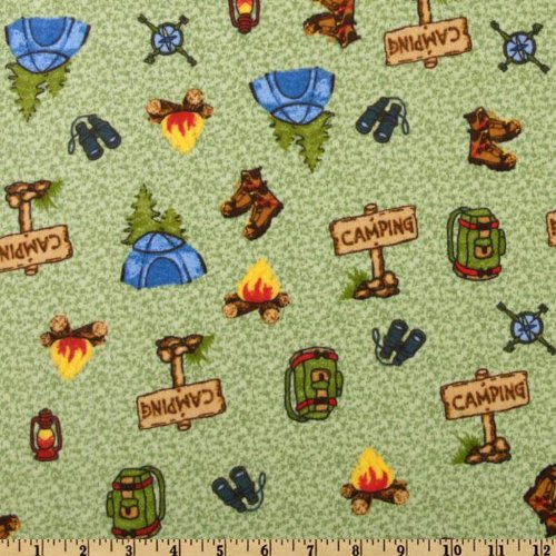 44'' Wide Comfy Flannel Camping Green Fabric By The Yard Home And Garden