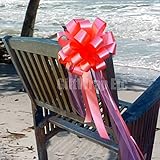 Coral Wedding Pull Bows with Tulle Tails - 8" Wide, Set of 6