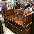 Indian Antique Sofa Wooden Furniture with Brass Accent Rustic Bench/ Chest with Storage