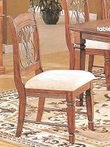 Set of 2 Velazquez Style Wood Dining Chairs with Cushion Seats