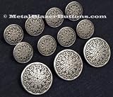 Metal Silver Toned Shank Blazer Sport Coat Button Set ~GEOMETRIC PATTERN~