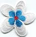 Blue plumeria flower blossom embroidered applique iron-on patch S-1483