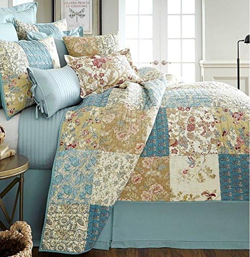 NOBLE EXCELLENCE Cottage Floral CALAIS Patchwork KING QUILT &amp; SHAMS SET