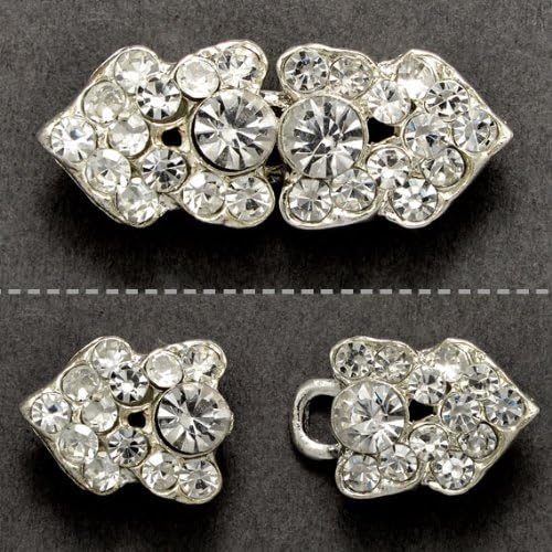 Crystal Rhinestone Hook &amp; Eye Closure by 2 Sets, SP-2096