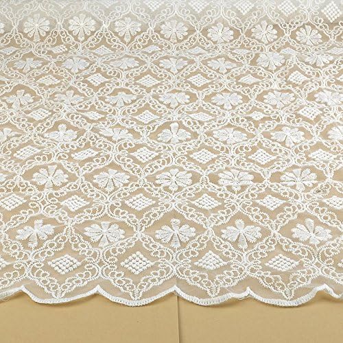 52"Wave lying Lace Fabric Milk Silk Embroider Sewing Dress handcraft 1yard L2679